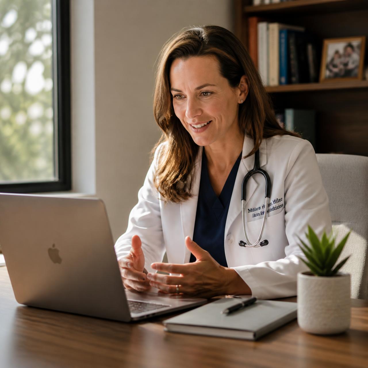 Licensed clinician conducting a telehealth visit